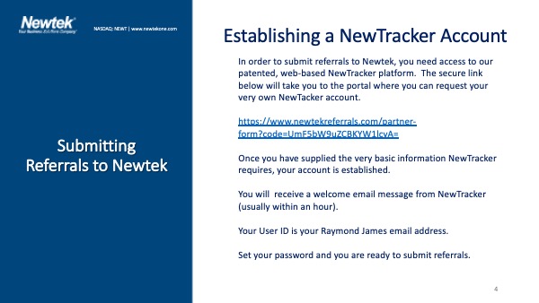 Establishing a NewTracker Account